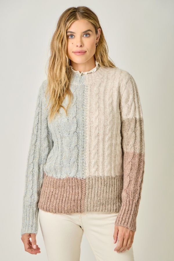 Color Block Cable Sweater