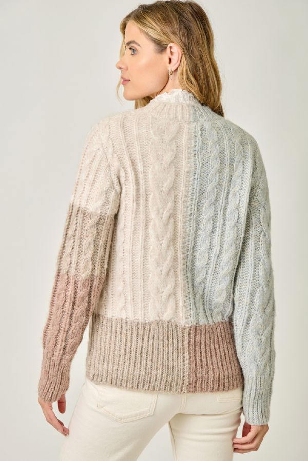 Color Block Cable Sweater