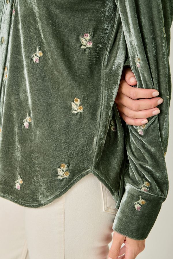 Embroidered Velvet Shirt