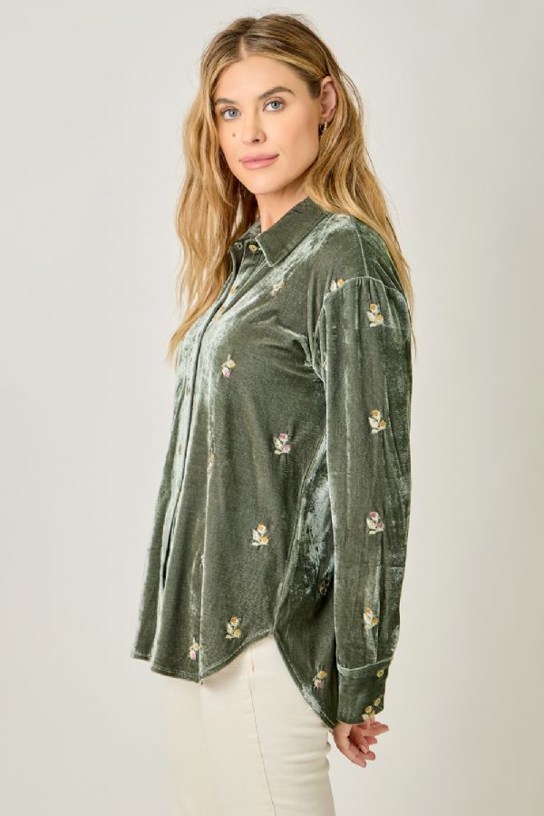 Embroidered Velvet Shirt