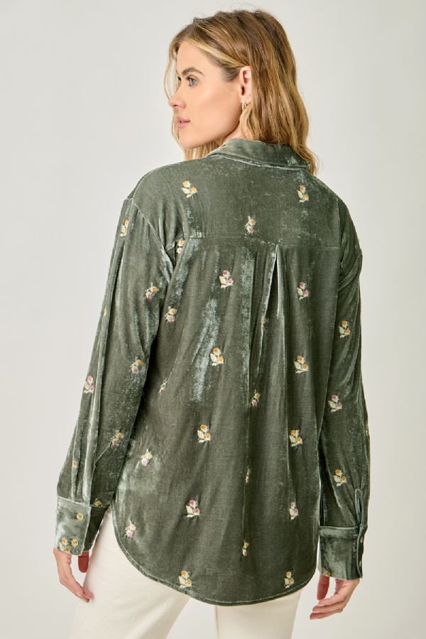 Embroidered Velvet Shirt