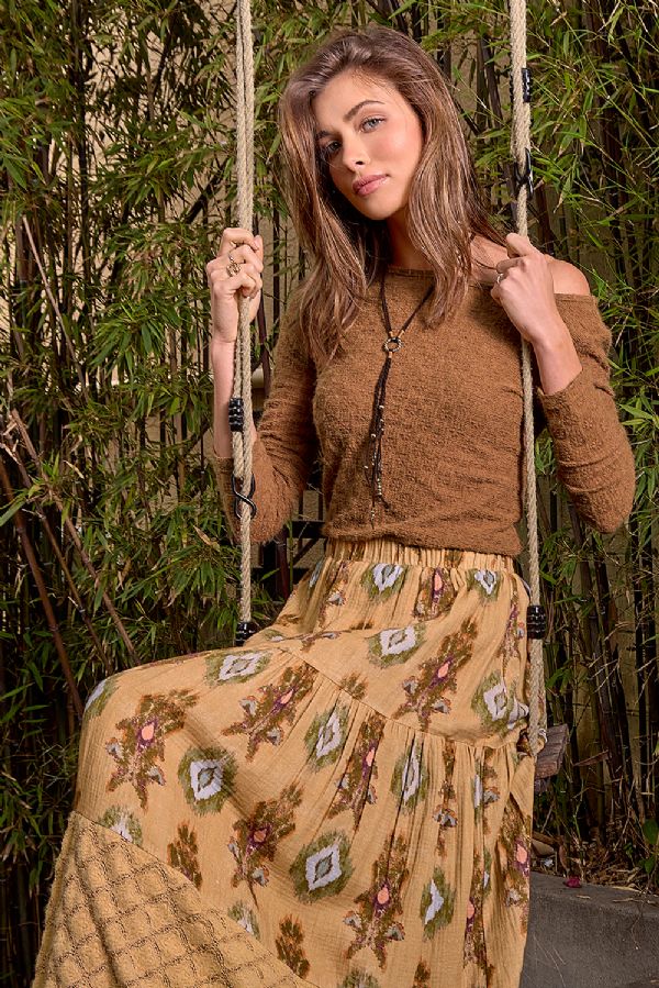 Mixed Media Tiered Skirt