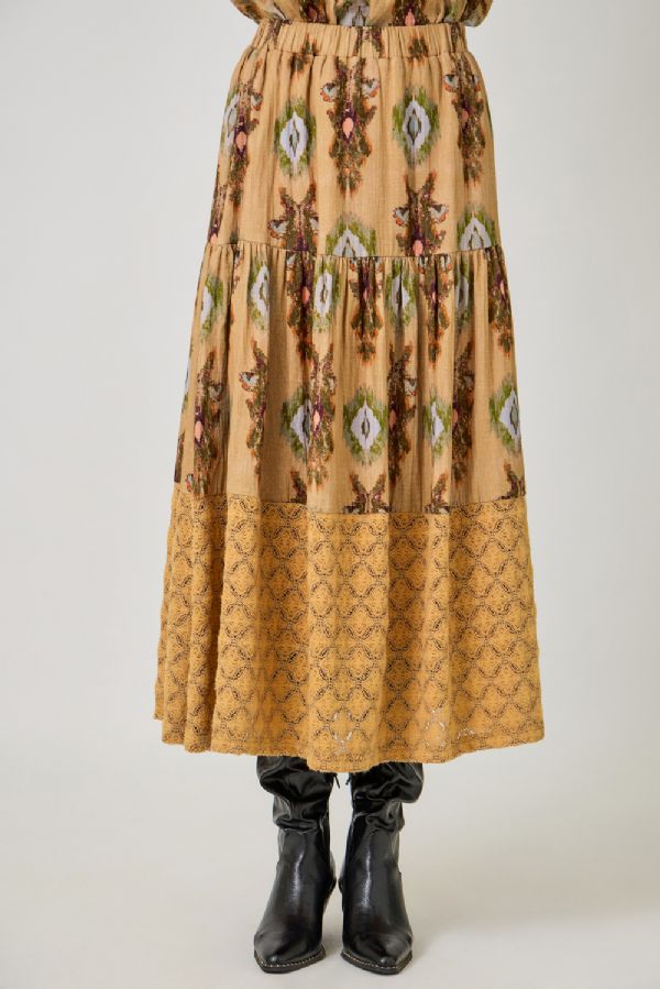 Mixed Media Tiered Skirt