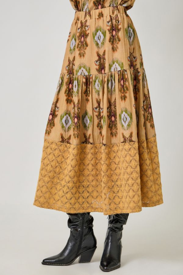 Mixed Media Tiered Skirt