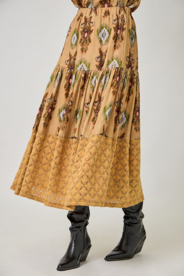 Mixed Media Tiered Skirt