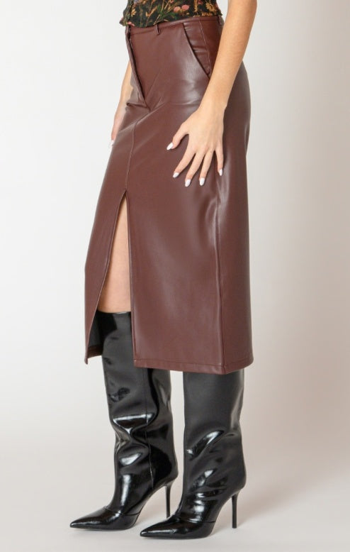 Faux Leather Midi Skirt