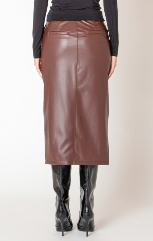 Faux Leather Midi Skirt