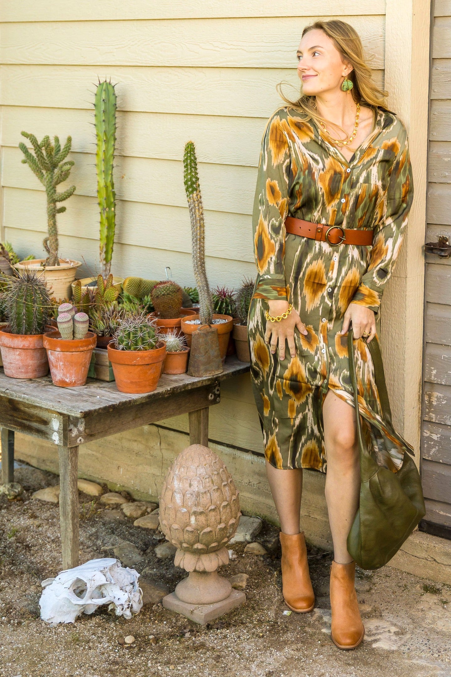 LS Belted Midi Dress