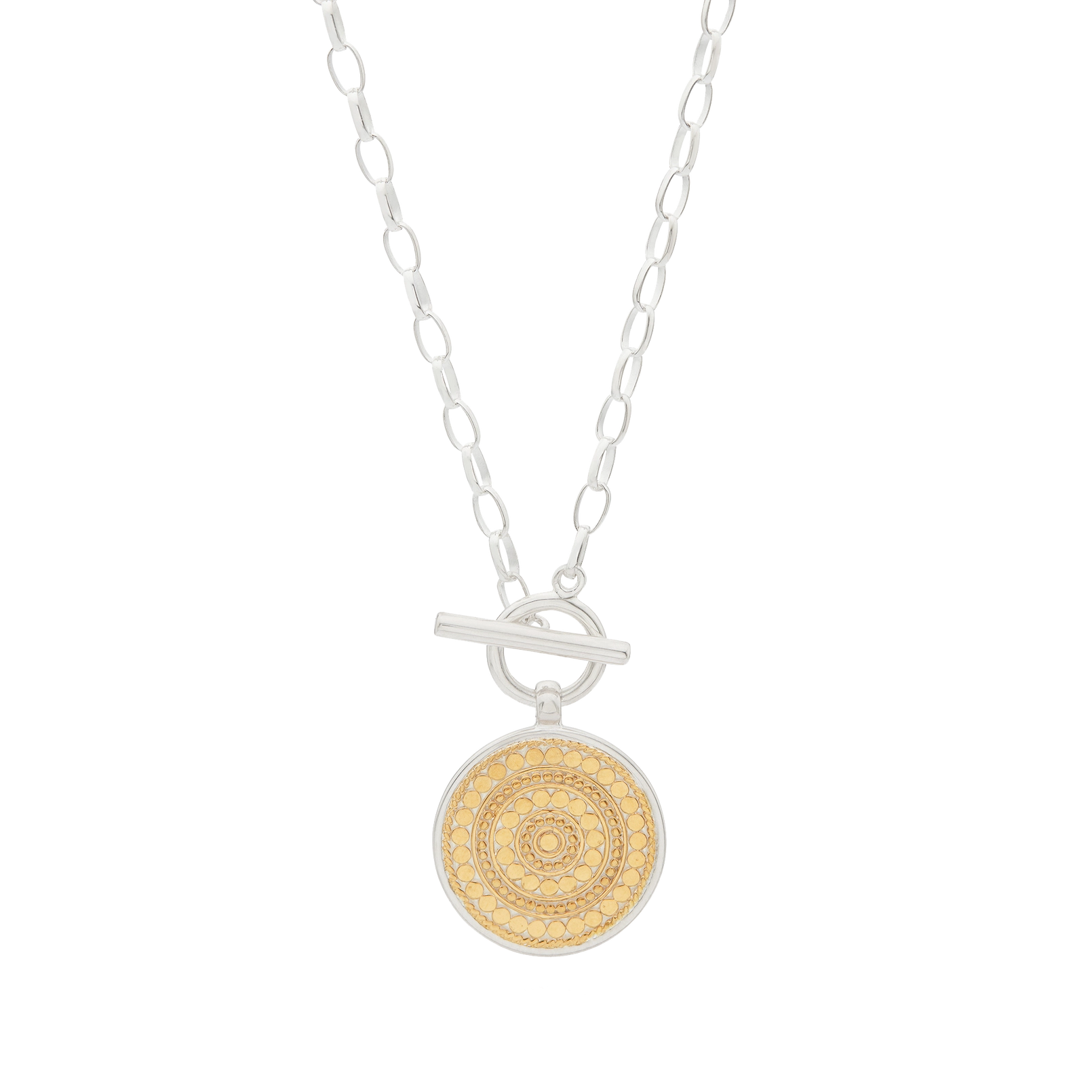Classic Dotted Circle Toggle Necklace