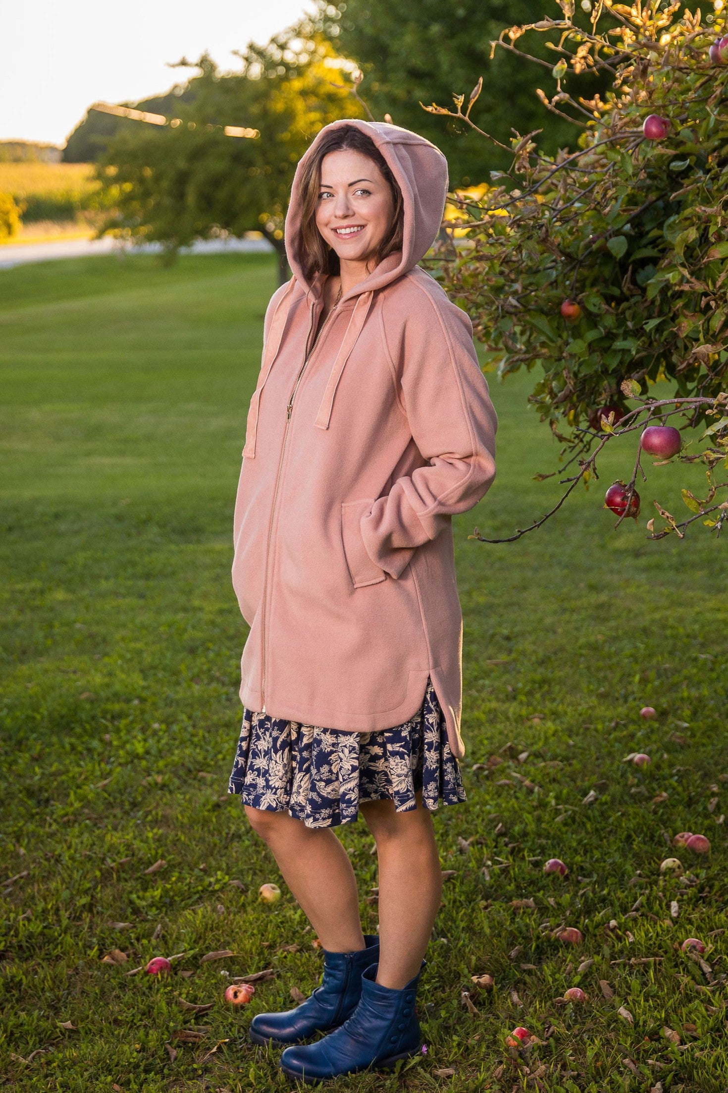 Velvet Drawstring Hoodie Coat