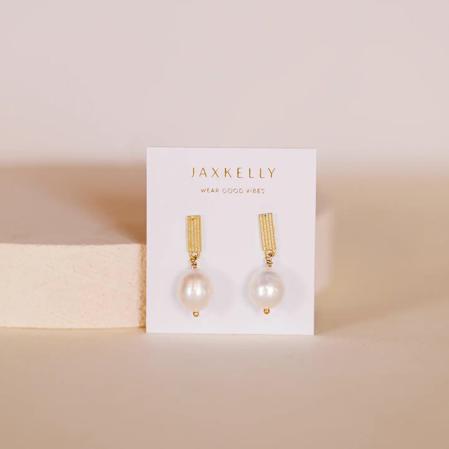 Rectangle Pearl Drop Earring