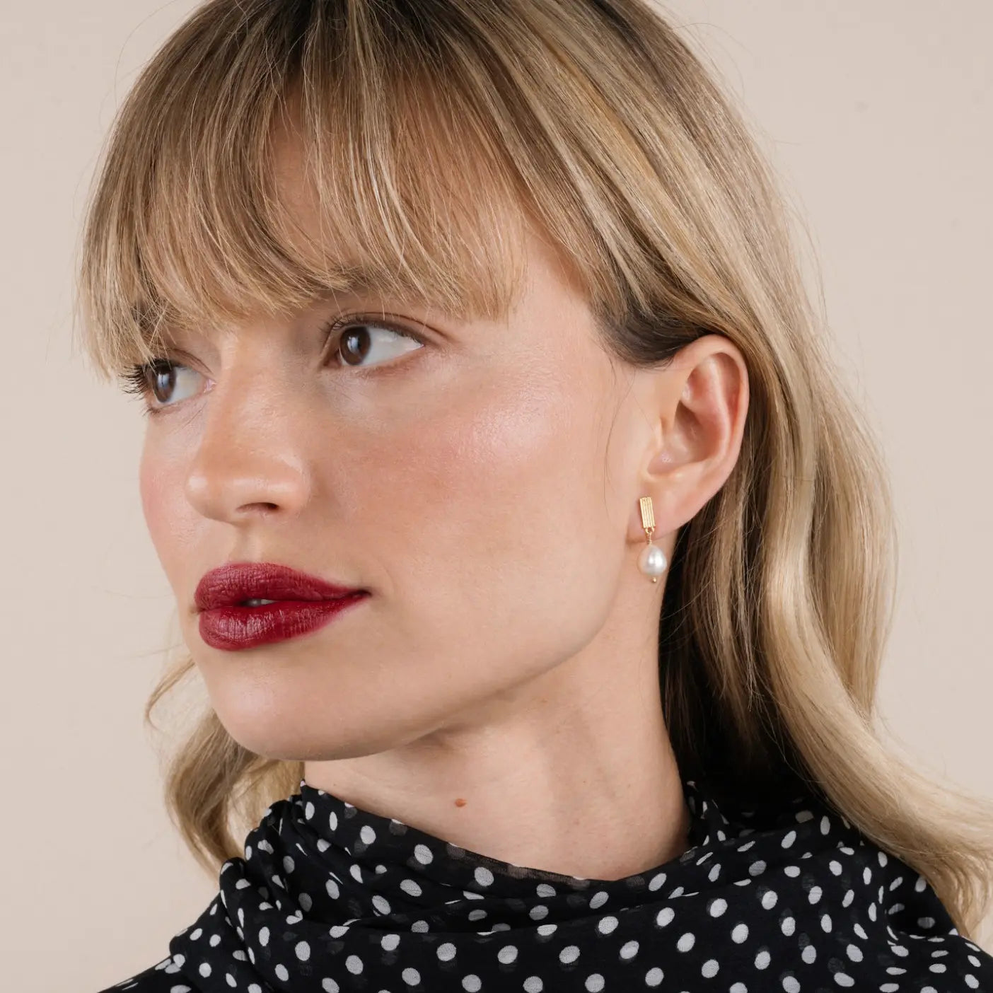 Rectangle Pearl Drop Earring