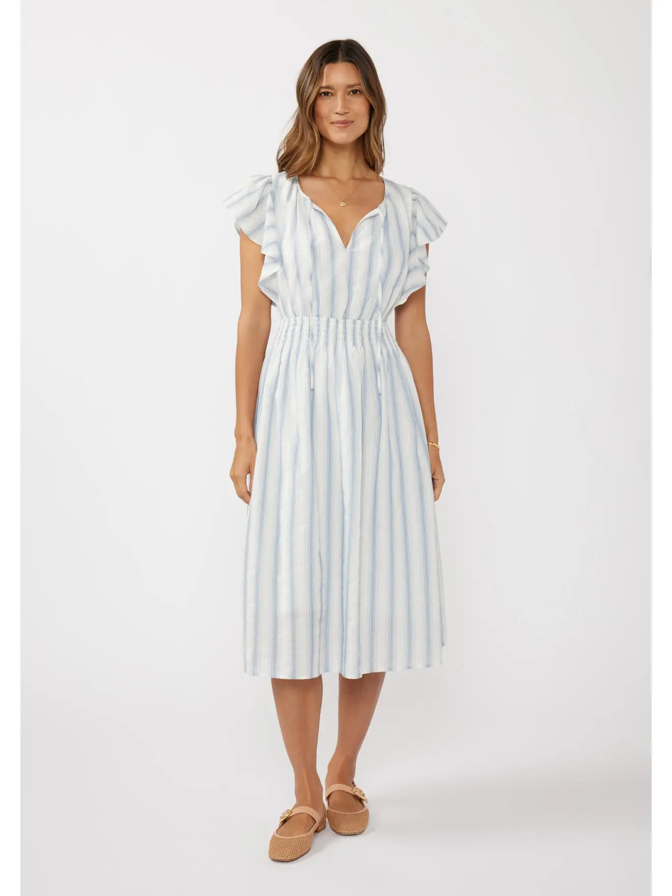 Ruffle Sleeve Midi Dress