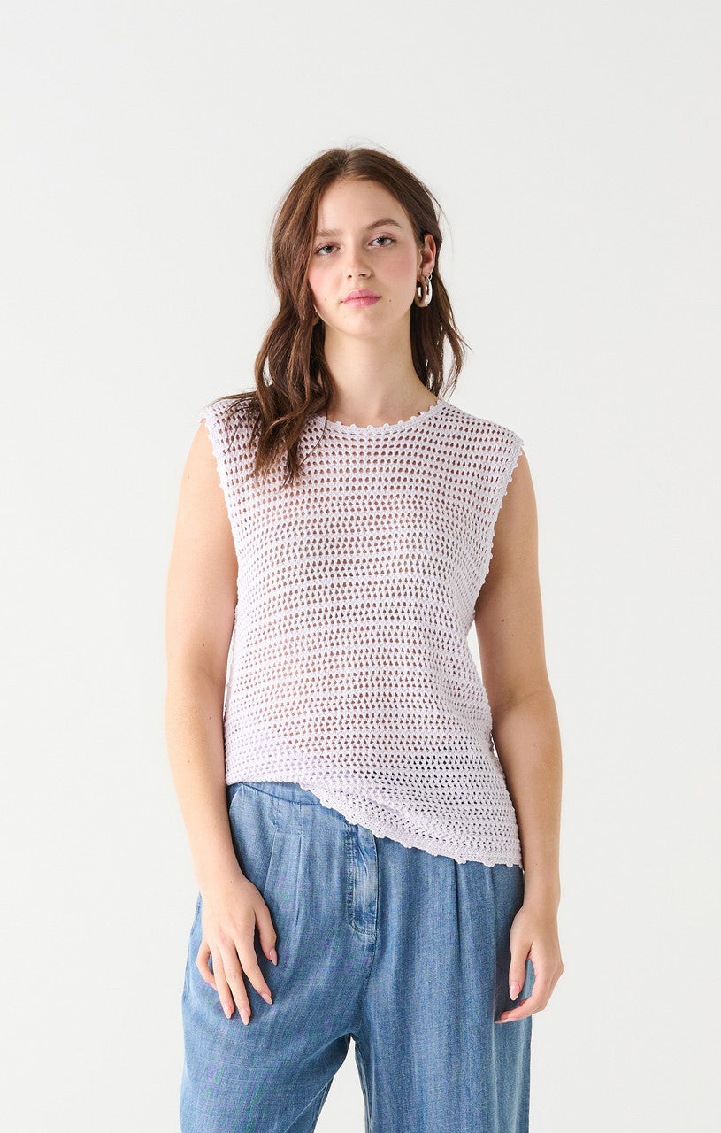 Black Tape Crochet Sweater Tank Lavender