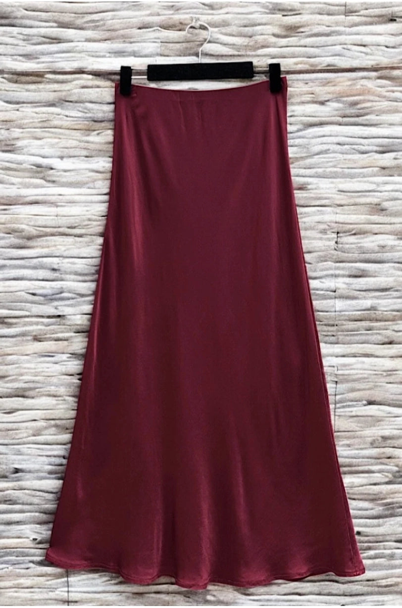 Italian Satin Midi Skirt